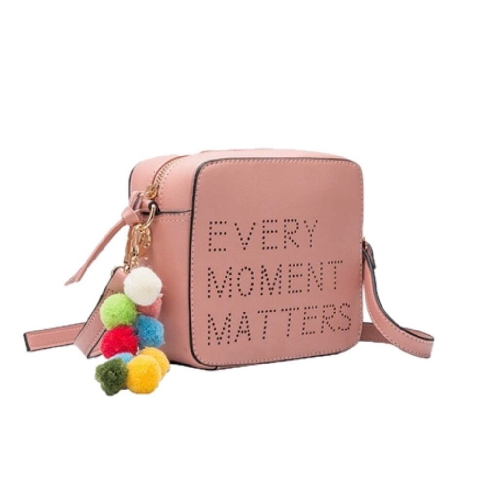 Melie Bianco Every Moment Matters Celine Vegan Leather Crossbody NWT Blush Pink